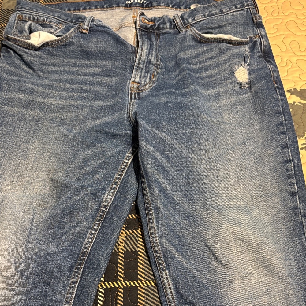 Old Navy Relaxed Fit Distressed Blue Jeans